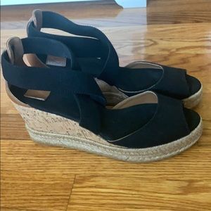 Tory Burch Black/Tan Espradille Wedge 10 (9.5 fit)